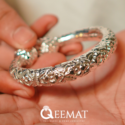 Sterling Silver Handmade Large Bangle Bracelet for Women's