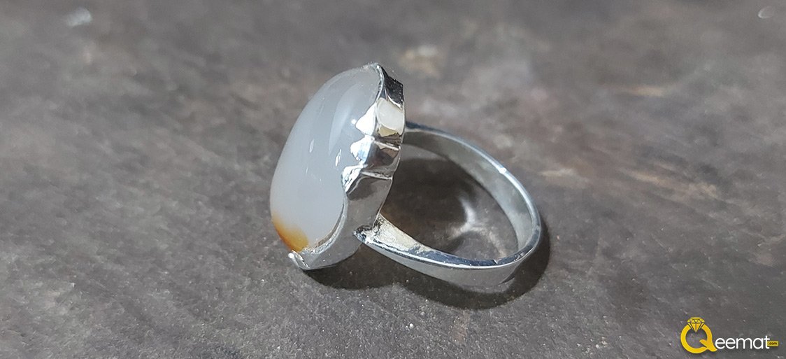 White Milky Agate Silver Ring