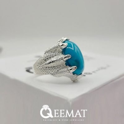 Modern Turquoise Handmade Ring Made in Silver For Men/Women