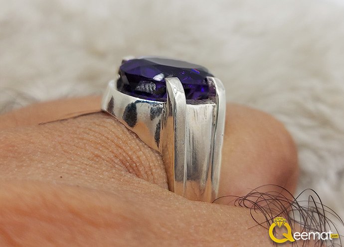 Amethyst Stone Ring For Men Made in Pure Silver