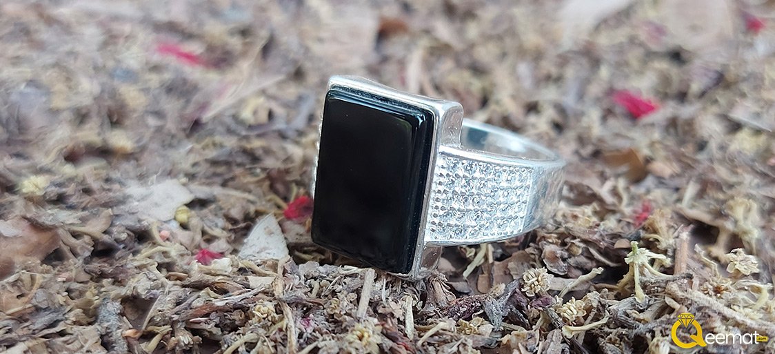 Black Agate Capricorn Star Gemstone Ring For Men