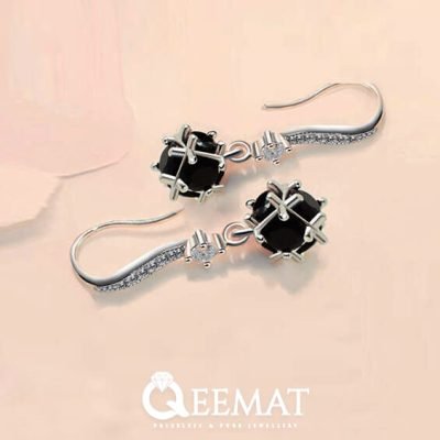 Modern Black Agate Stone Drop Earrings for Girls - Party Earring Design