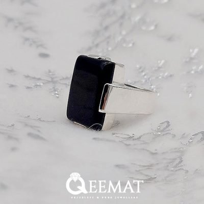 Square Shaped Agate Ring Of 925 Sterling Silver for Men