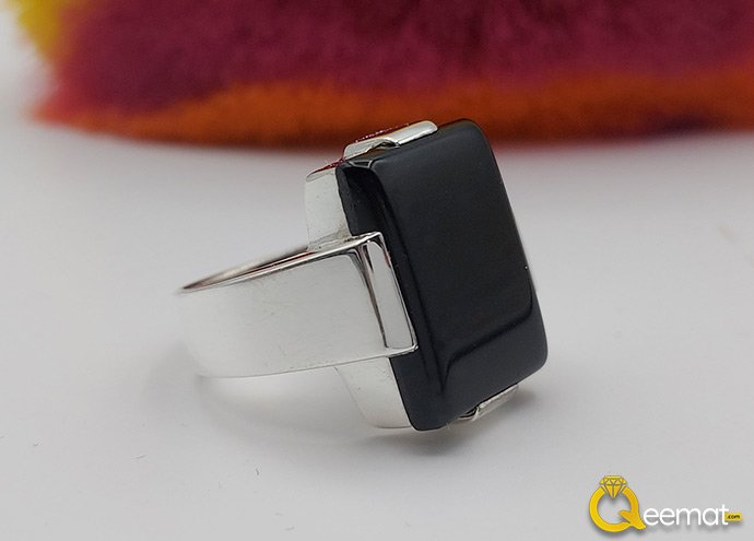 Black Aqeeq Stone Silver Ring 21k Pure Chandi Online Order