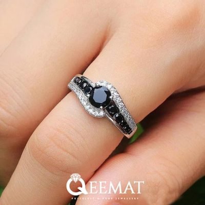 Slim Black Gemstone Ring in 925 Sterling Silver for Girls