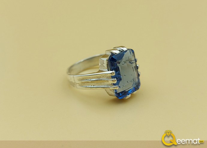 Blue Zircon Stone Pure Silver
