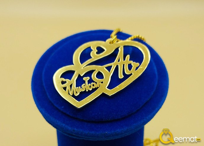 Buy Heart Shape Necklace Custom Name Ali Muskan Gold Plated