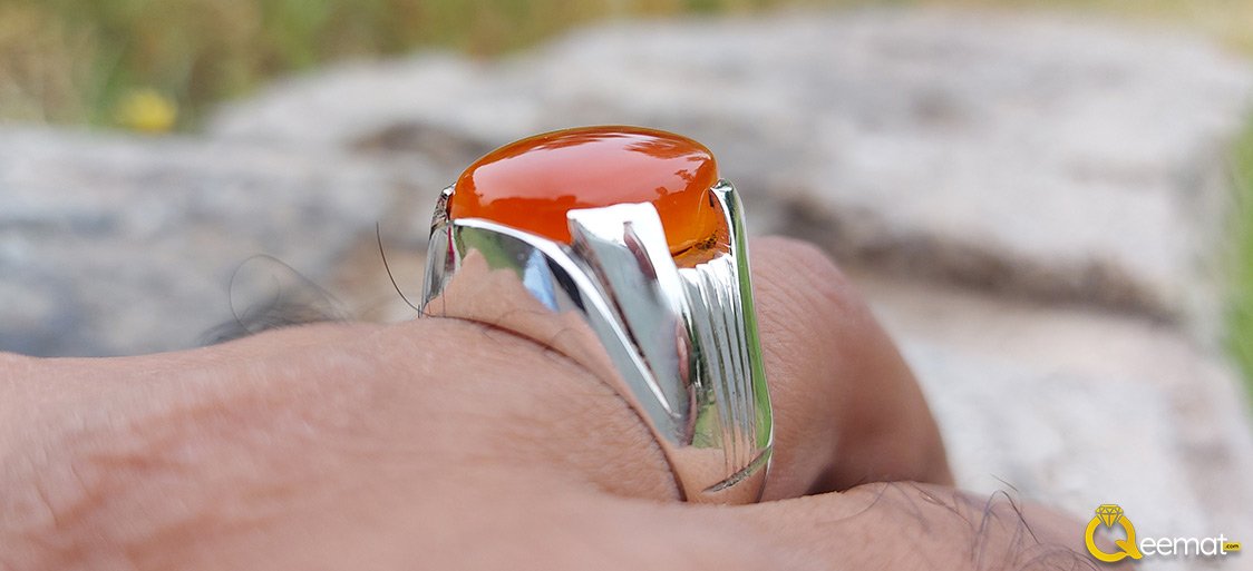 Cancer Star Stone Brown Real Agate Silver Ring For Men's