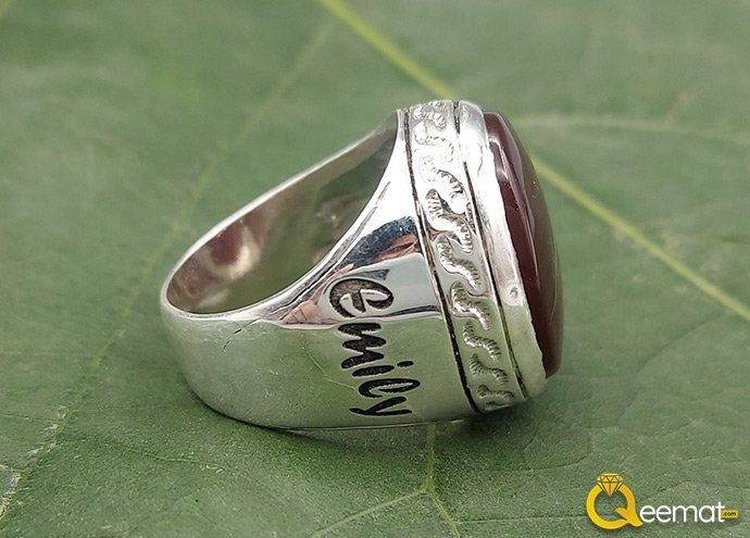 Silver Ring For Boy With Natural Agate Custom Name Star Stone Silver Ring For Boy With Natural Agate Custom Name Star Stone