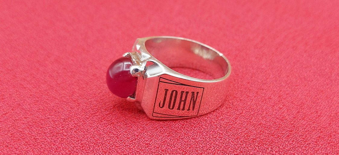 Custom Name Pure 925 Silver Garnet Gemstone Ring