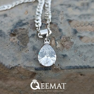 Pear Shape Zircon Necklace Made of Sterling Silver for Women
