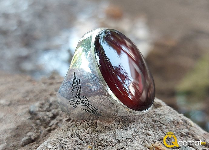 Eagle Custom Made Silver Ring Agate Stone
