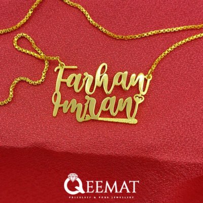 Double Name Silver Locket with Chain - 925 Sterling Silver