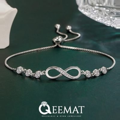 Infinity Chain Bracelet of 925 Sterling Silver for Girls or Women's