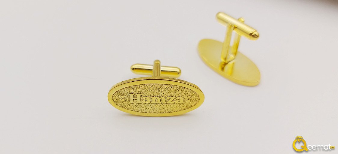 Gold Plated Name Engraved Cufflinks For Men's