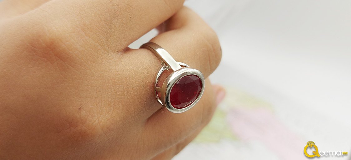 Gold Plated Pure Silver Ring With Ruby Gemstone