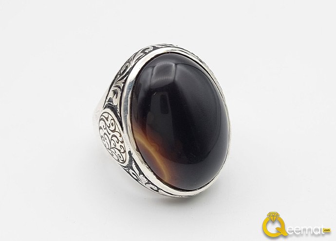 Handmade Agate Silver Ring For Men