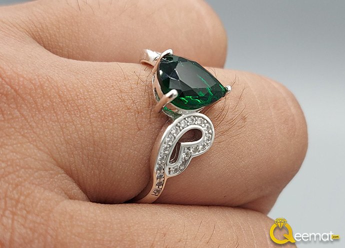 Heart Shaped Gemstone Silver Ring For Girl