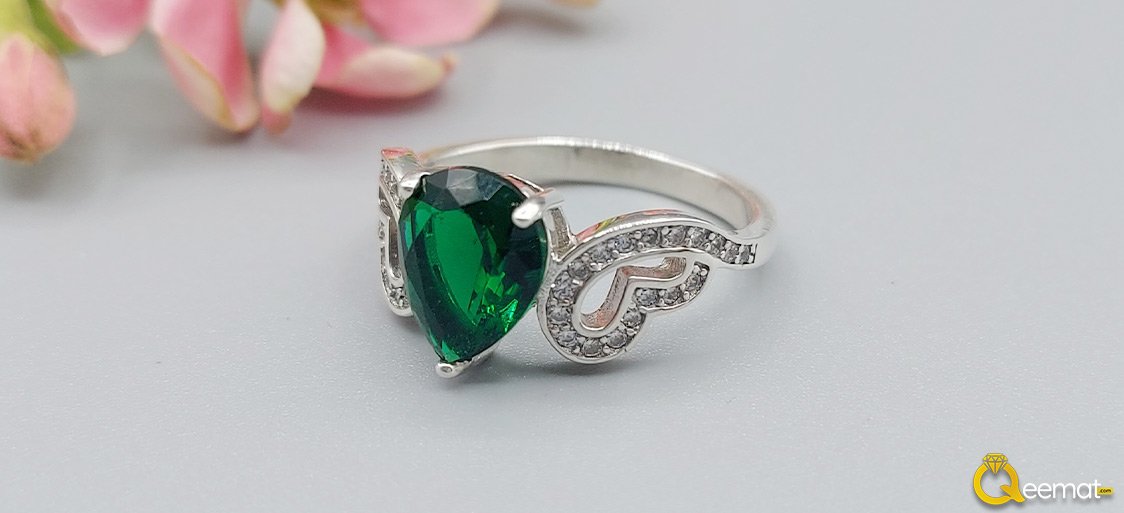 Heart Shaped Gemstone Silver Ring