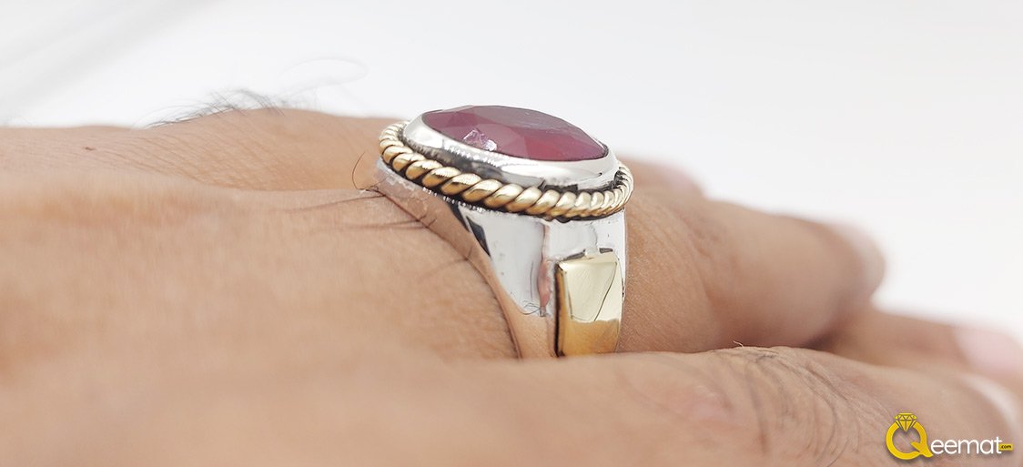 In Hand Ring Picture Garnet Stone Ring For Men's