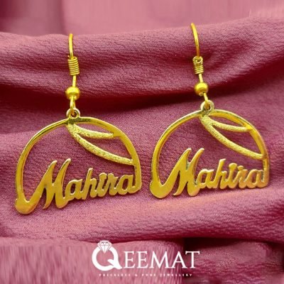 Gift Her Custom Name Drop Earrings of Silver in 24k Gold Plated