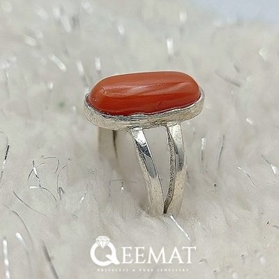 Natural Coral Ring of 925 Sterling Silver for Ladies