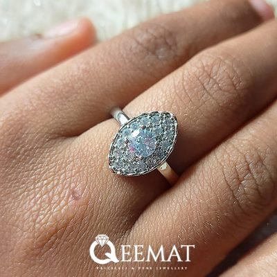 Marquise Shape 925 Sterling Silver Ring with Moissanite Diamond Stone