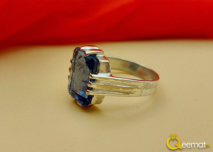 Natural Blue Zircon Stone Pure Silver Ring