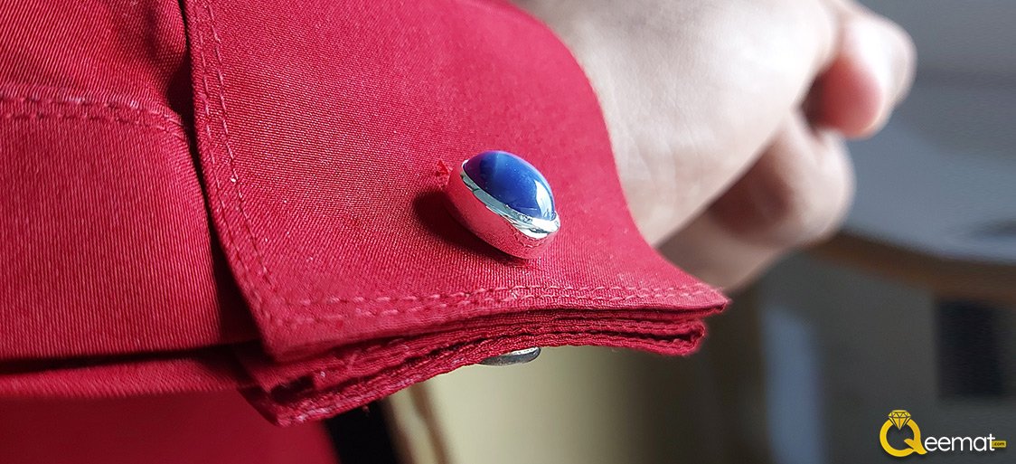 New Design of Simple Blue Star Stone Cufflinks For Men's in Pure Silver