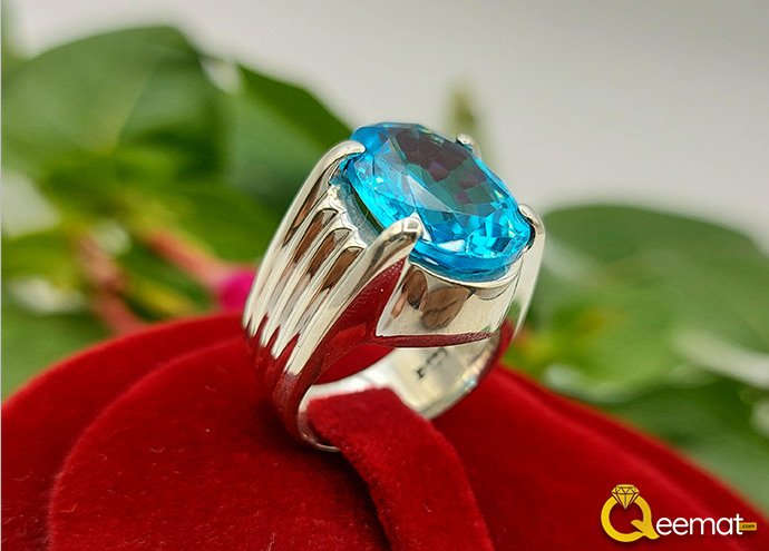 New Silver Ring With Blue Topaz Stone Online Order For All Countries