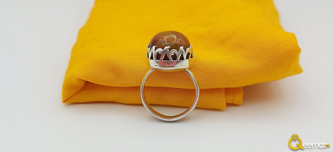 Natural Agate Ring Made of Pure Silver