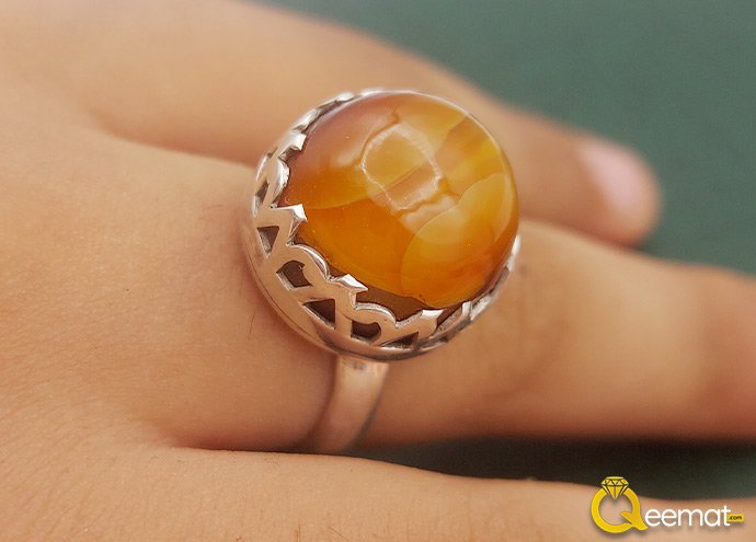 Natural Agate Ring Made Of Silver