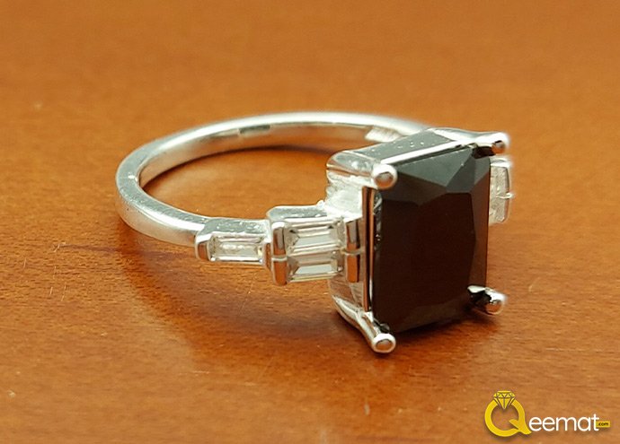 Natural Agate Black Stone Women Ring