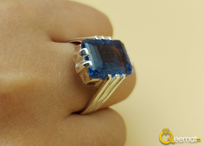 Blue Zircon Stone Pure Silver Ring
