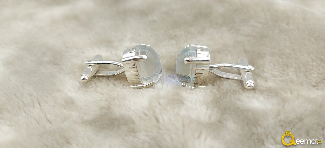 Natural White Gemstone Cufflinks For Men's