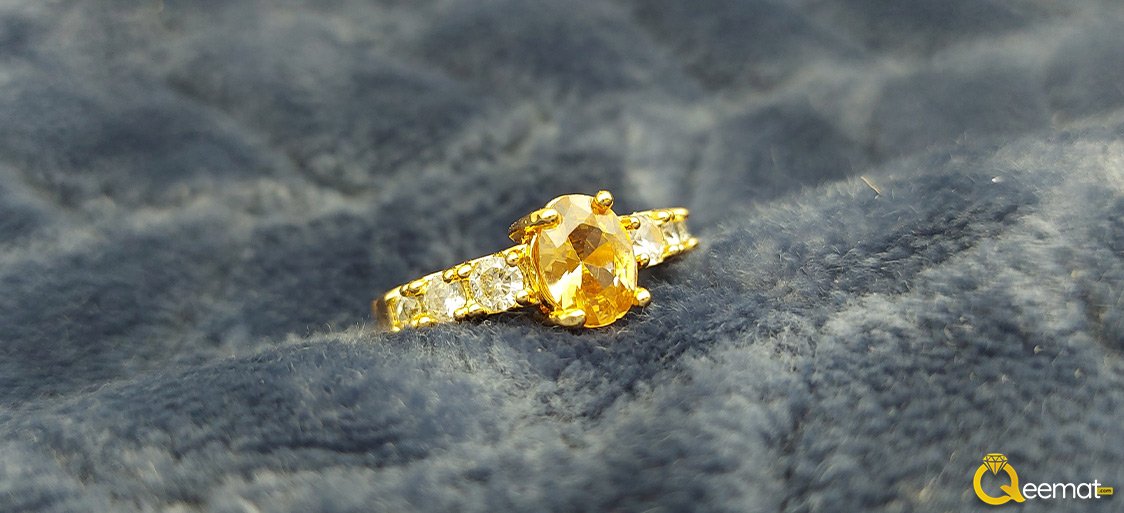 Oval Pukhraj Gemstone Pure Silver Ring For Girls