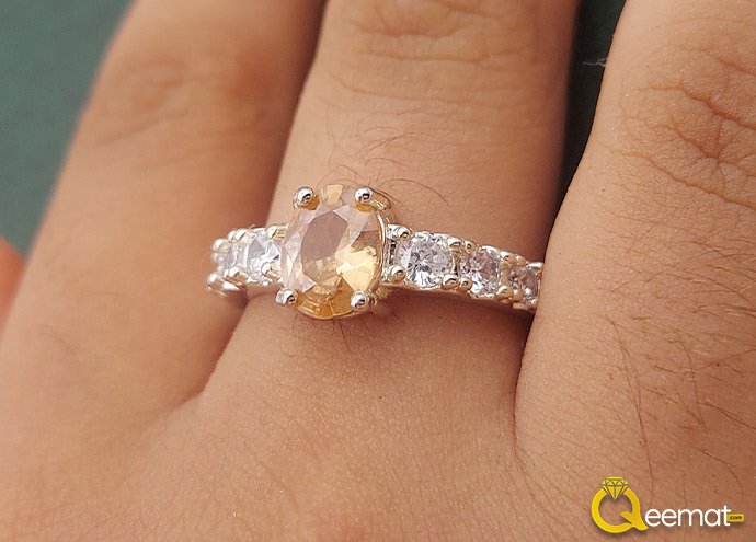 Oval Shape Yellow Sapphire Gemstone Ring For Girl