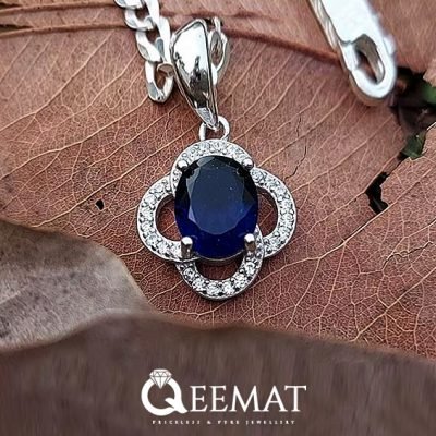 Natural Blue Sapphire Pendant for Women With a Silver Chain