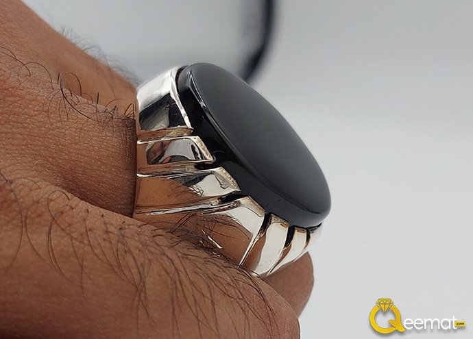 Pure 925 Silver Ring With Agate Stone Alphabet Engraved Pure 925 Silver Ring With Agate Stone Alphabet Engraved