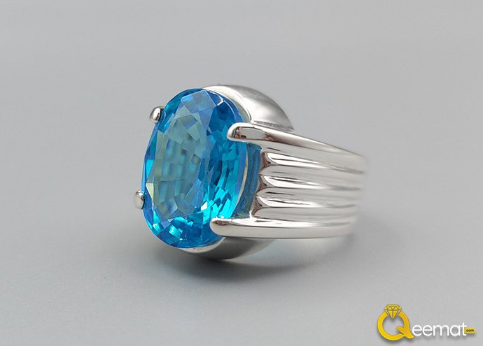 Pure 925 Silver Ring With Blue Topaz Gemstone Online Order