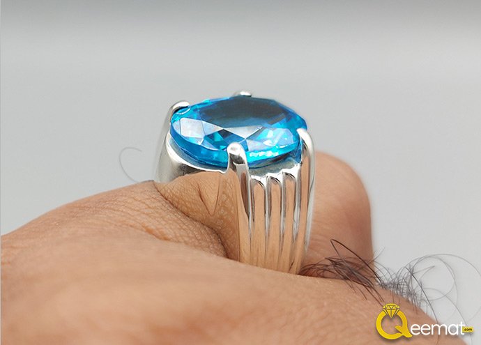 Pure 925 Silver Ring With Blue Topaz Stone