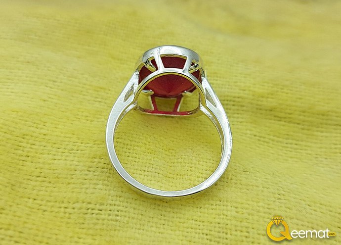 Pure Silver Ring With Garnet Stone For Women's