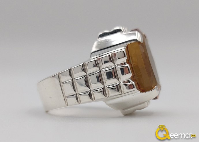 Pure Silver Ring Of Pukhraj Stone