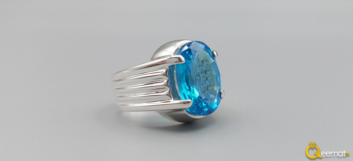 Pure Silver Ring With Blue Topaz Stone