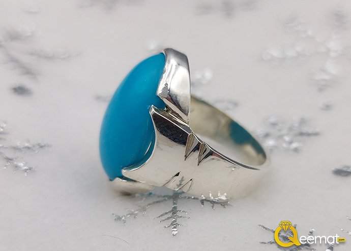 Real Turquoise Firoza Ring Design For Men Made Of Pure 925 Silver Online Order