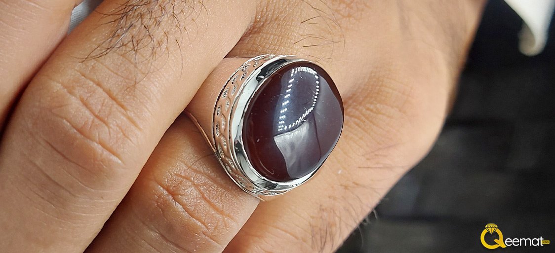 Red Agate Pure Silver Ring For Men's