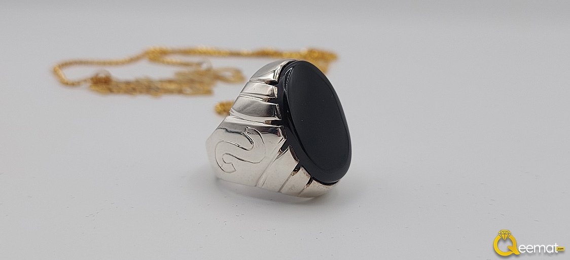 Silver Ring With Agate Stone Alphabet Engraved Silver Ring With Agate Stone Alphabet Engraved