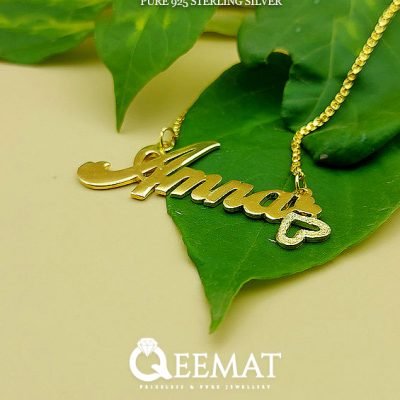 Gold Plated Name Pendant with A Chain by Qeemat Design Makers