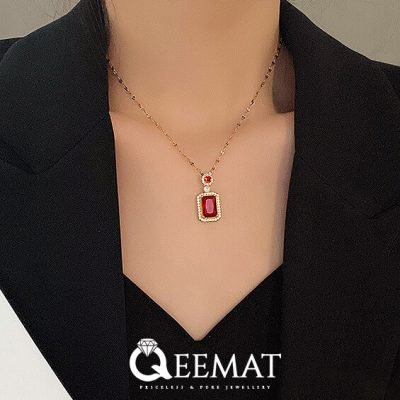 Rectangular Necklace Pendant Made of 925 Sterling Silver - Gift for Her