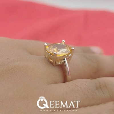Yellow Sapphire Silver Ring - Yellow Gemstone Engagement Ring